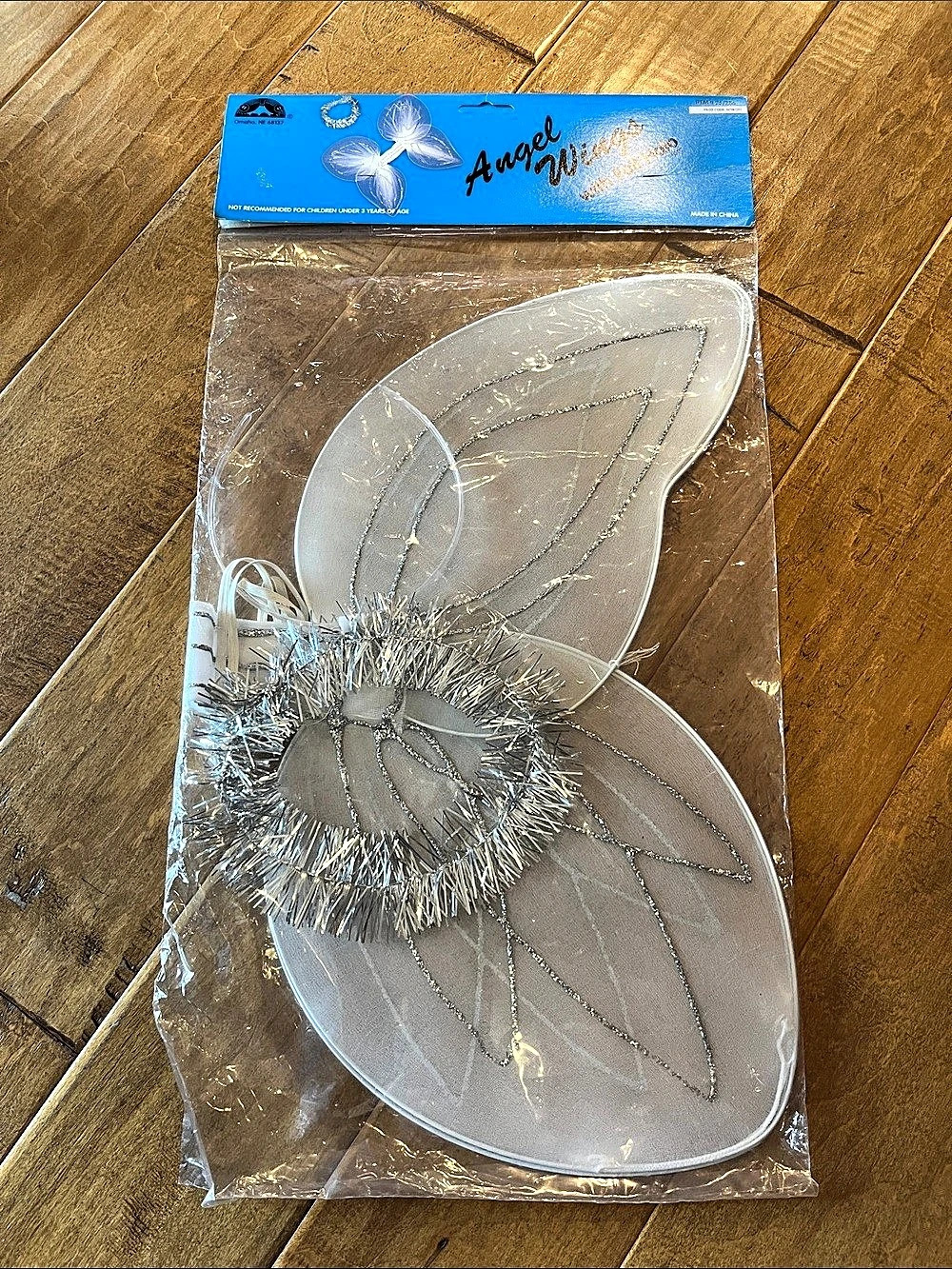 Angel Wings with Foil Halo Costume Accessory in Gray & Silver NWT